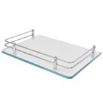 A to Z Glass Shelf Set Top Box Stand with F Bracket (Size -10″ x 9″ & 12″ x 9″ Inch) for Bathroom/Home Décor (12″ x 9″)