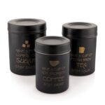 Attro Classic Stainless Steel Airtight Kitchen Storage Container With Lid For Tea Coffee & Sugar, Dry Fruit Jars, Storage Box, Set Of 3 – Matt Black