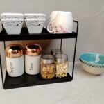 Cri8Hub Metal 2 Tier Standing Spice Rack, Bathroom Countertop Storage Shelf Organizer, Kitchen Organizer, Cabinet Tray for Dresser, Multipurpose Stand, (2 Tier Standing Multipurpose Rack)
