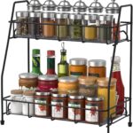 DEW MAT Stainless Steel 2-Tier Kitchen Rack & Organizer Spice Rack & Container Organizer, Utensils Dishes Spices Jar Holder Rack & Cup & Glass Holder,Countertop,Tabletop(2 Layer Rack, Tiered Shelf).