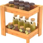 Delavala Countertop Shelf Organizer 2 Tier Organizer Countertop Shelf,Kitchen Spice Rack,Desktop Makeup Organizer Small Storage Rack for Kitchen Jars Bottle Sauce Seasoning Rack (27 x 27 x 20 cm)