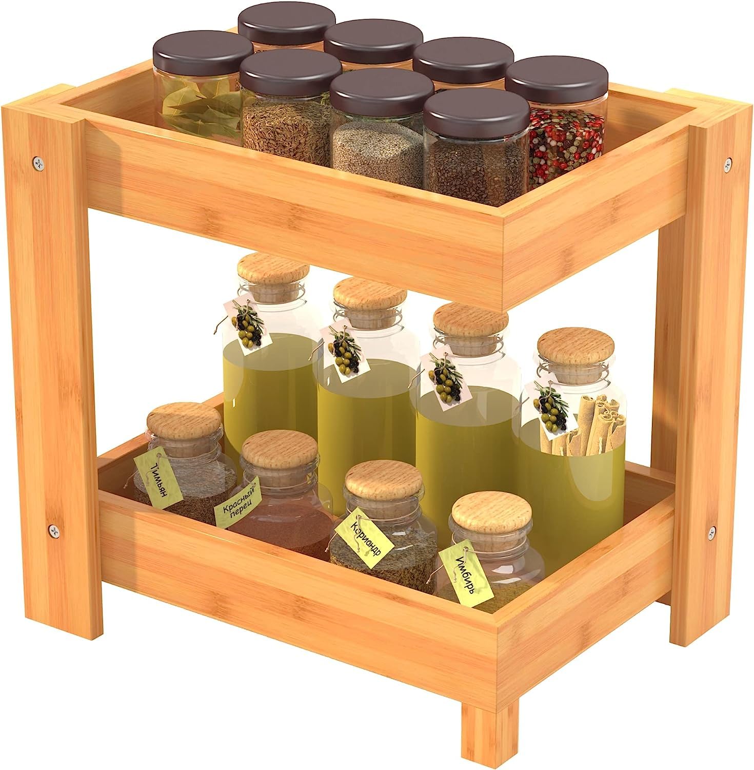 Delavala Countertop Shelf Organizer 2 Tier Organizer Countertop Shelf,Kitchen Spice Rack,Desktop Makeup Organizer Small Storage Rack for Kitchen Jars Bottle Sauce Seasoning Rack (27 x 27 x 20 cm)