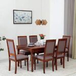 Eagle Furniture Solid Sheesham Wood Dining Table 6 Seater | Six Seater Dininng Table with 6 Cushioned Chairs for Home | Wooden Kitchen Dinner Table 6 Seater | Dining Room Sets for Restaurants | Rosewood, Provincial Teak