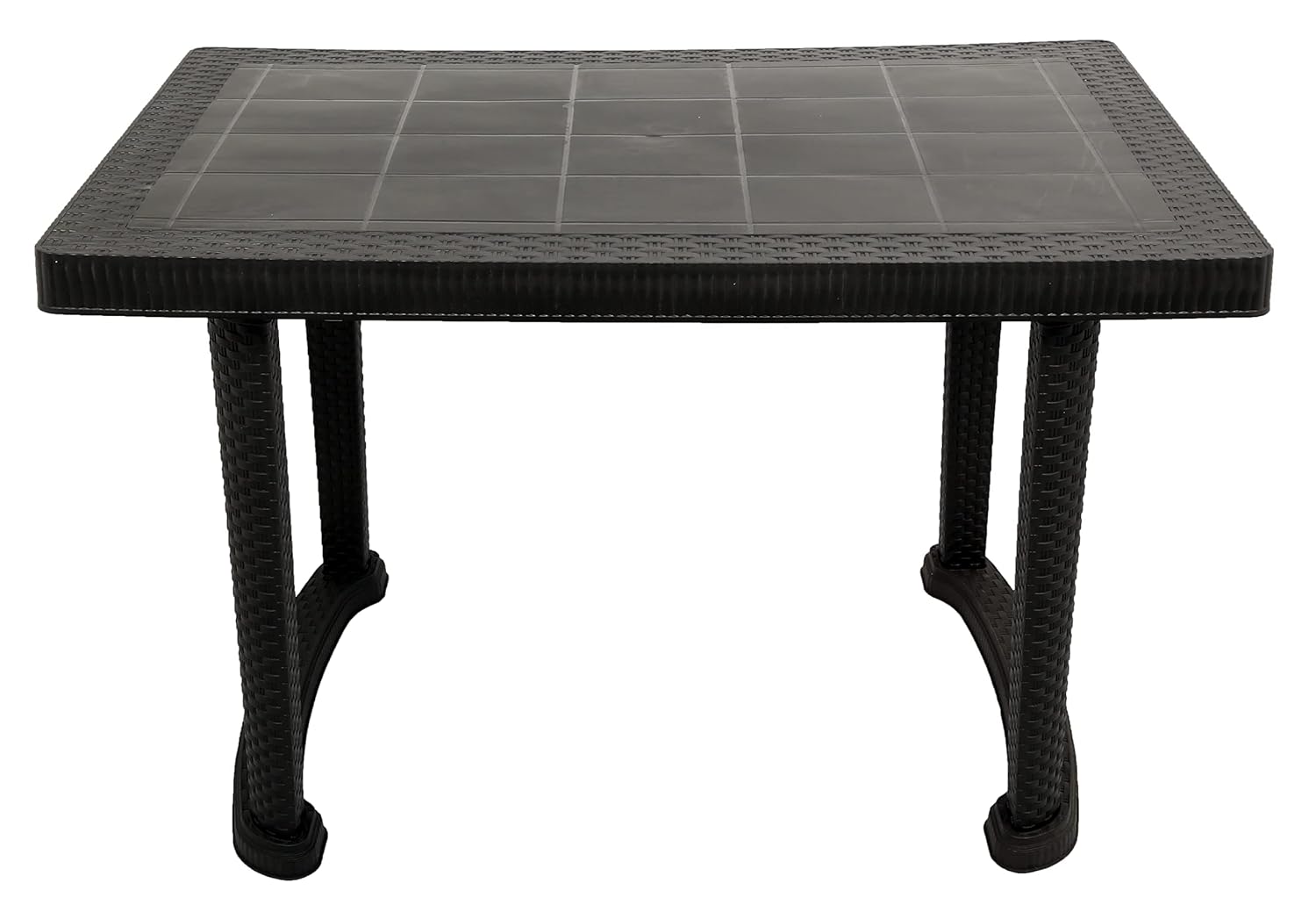 Esquire Trofi Plastic Dining Table-BLACK, 4 Seater, Cane Matte Surface