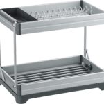 GLIVE (LABEL) Dish Drying Rack, 2 Tier Dish Rack with Water Locking Function Drainboard, Pot Rack, Cutlery Holder, Cutting-Board Holder and Cup Holder, Large Dish Racks for Kitchen