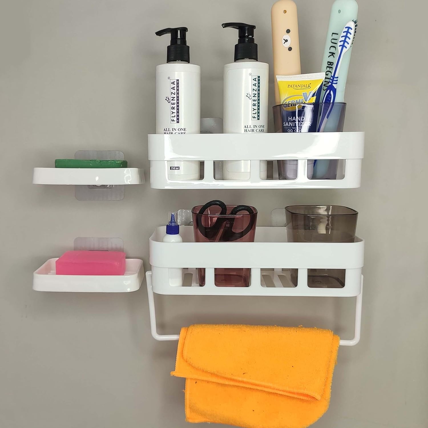 HOUSE OF VIPA Bathroom Accessories Kitchen Bathroom Shelf Wall Holder Storage Rack Bathroom Organizer Strong Adhesive Sticker Shower Rack Shelf