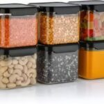 Homeor Plastic Storage Jar & Container Set Air-Tight BPA Free Containers for Kitchen Storage Set Kitchen Organizer & Kitchen Storage Set Pantry Organization Multipurpose Jar 500 ML Set 6 Black