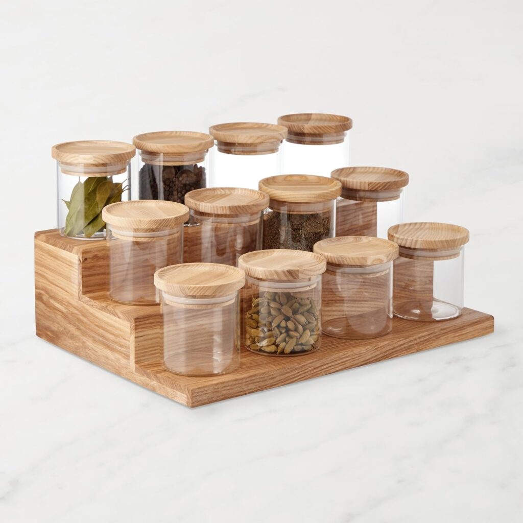 Insight Arts Wooden Spice Rack organizer 3-Tier for Pantry Cabinet or Countertop For Spice Bottles, Jars Display Shelf Natural