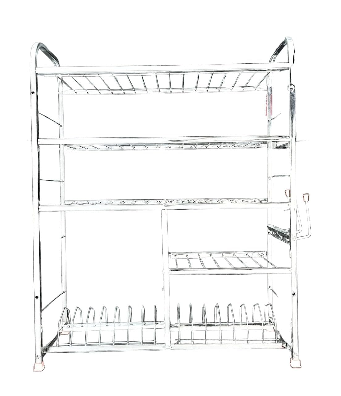 JMTC Wall Bartan Stand, Kitchen Rack (24X30 Inch) Kitchen Utensils Dish Rack | Stainless Steel Utensil Rack Stand | Dish Stand/Holder | Kitchen Organizer | Utensils Rack with Plate & Cutlery Stand