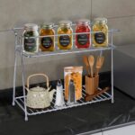 Planet Heavy Duty Stainless Steel 2-Tier Kitchen Rack/Storage Shelf/Spice Jar Rack – Multipurpose Storage Rack for Kitchen (Chrome)