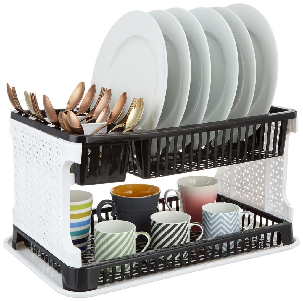 TEX-RO Premium Kitchen Drying Racks with Utensils Basket Drainer – Efficient Dish Drainer Basket for Kitchen Organization and Drying Needs, Dish Rack Organizer