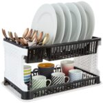 TEX-RO Premium Kitchen Drying Racks with Utensils Basket Drainer – Efficient Dish Drainer Basket for Kitchen Organization and Drying Needs, Dish Rack Organizer