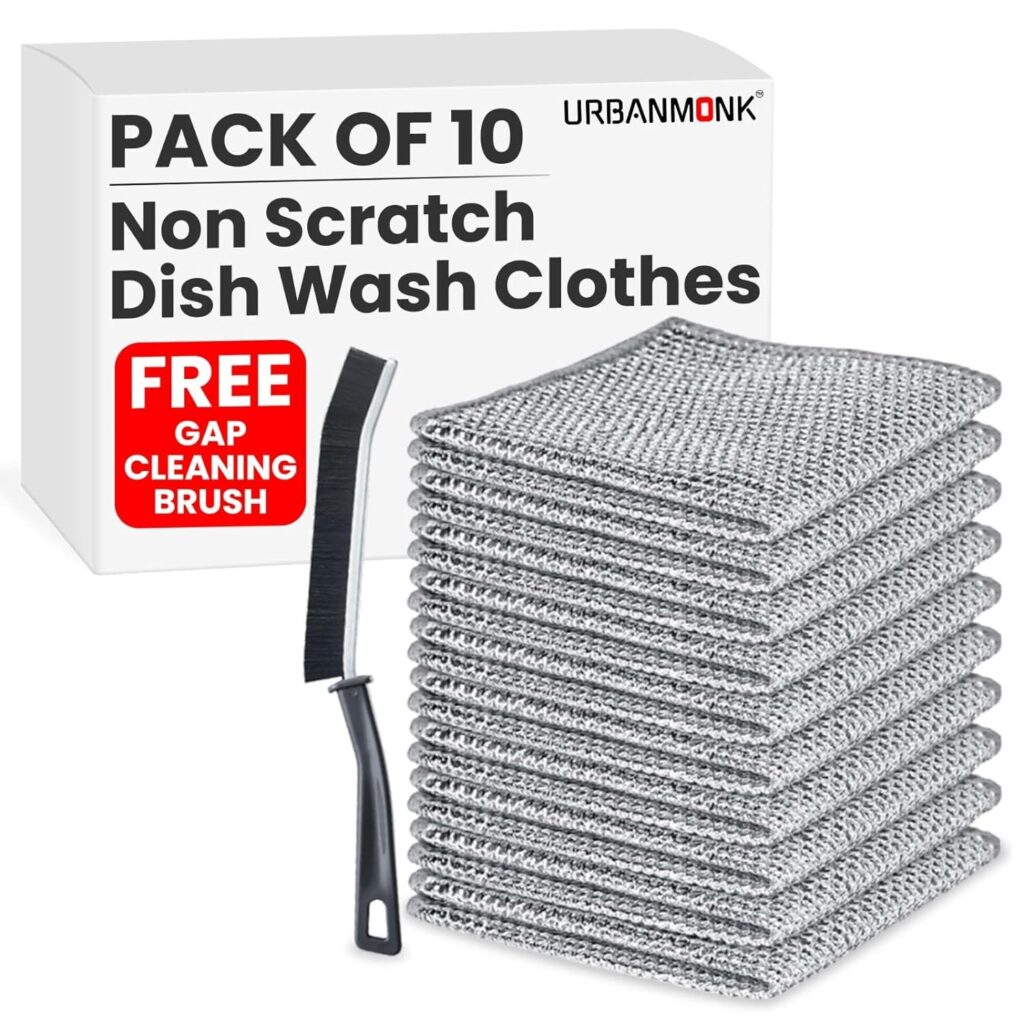 URBANMONK 10 Pack URBANMONK Non Scratch dish wash cloths for kitchen |Reusable wire dish cloth for kitchen | Multipurpose non scratch wire dish cloth | utensil cleaner scrub | scrubber for kitchen