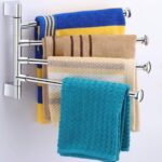 USF Stainless Steel 180 Degree 4-Arm Bathroom Swing Hanger Towel Rack | Holder for Bathroom | Towel Stand | Rotating Towel Rack | Bathroom Accessories