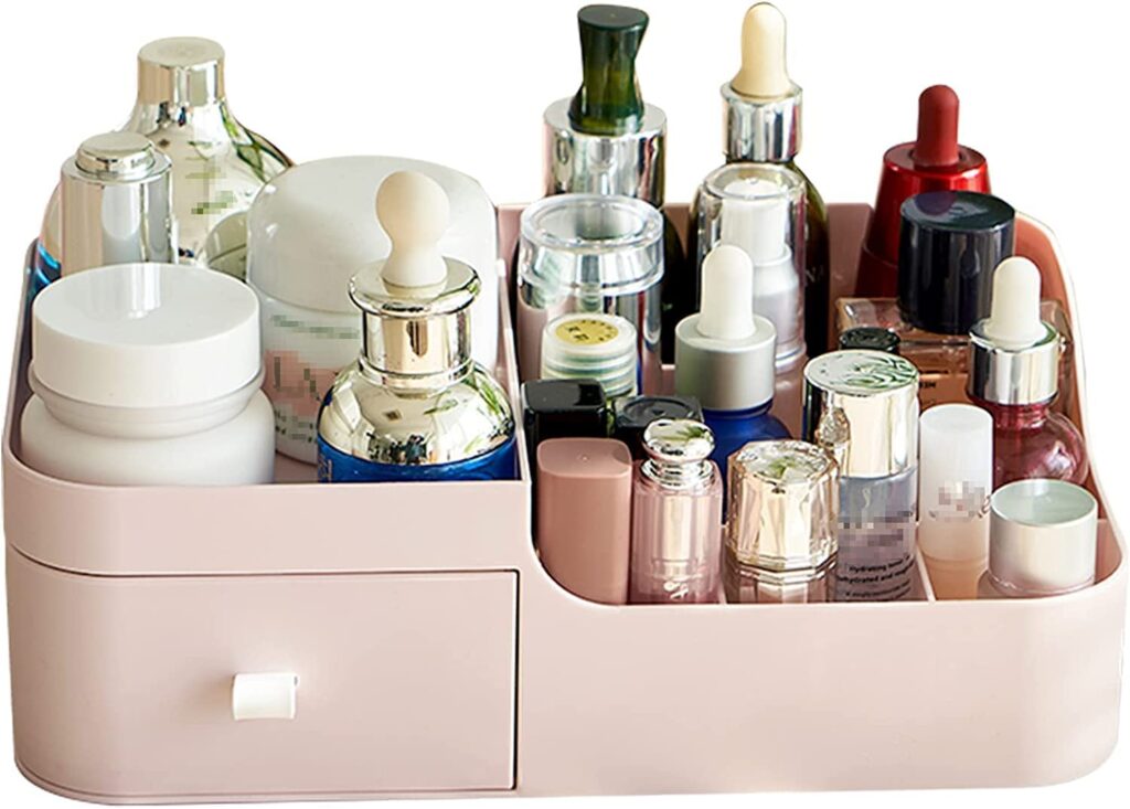 Umi. Pc Makeup Organiser Cosmetic Storage Box With Drawer Plastic Case Holder For Home,Dressing Table, (Pink),Stationery