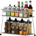 Zebzo Heavy Stainless Steel Kitchen Rack, Kitchen Organizer, Counter top Stainless Steel Kitchen 2 Layer Corner Storage Rack for Kitchen Rack, 2 Tier Kitchen Rack (Silver, 1 Pc, Tiered Shelf)